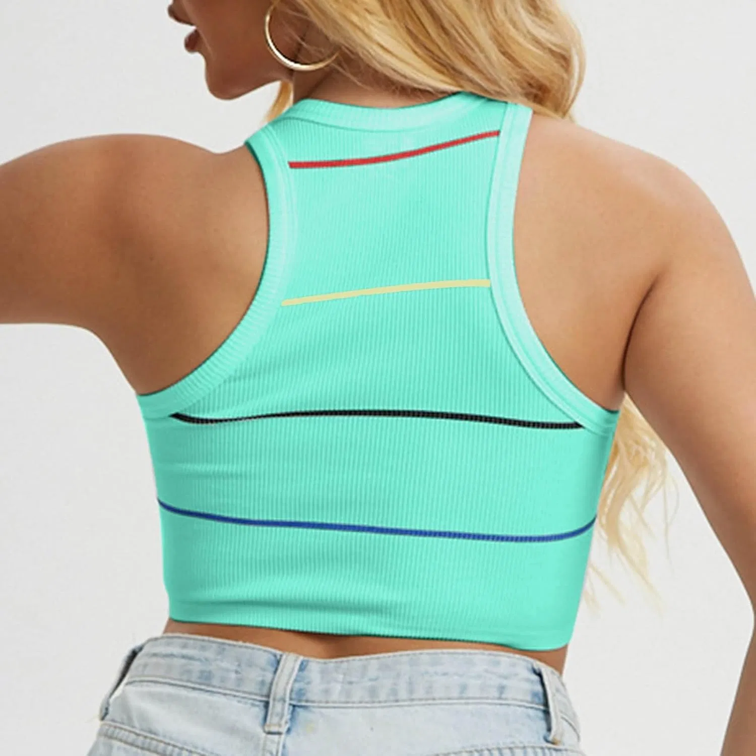 Топ-кроп для женщин без рукавов, Sport Tank Top, Mint Green — фото 4