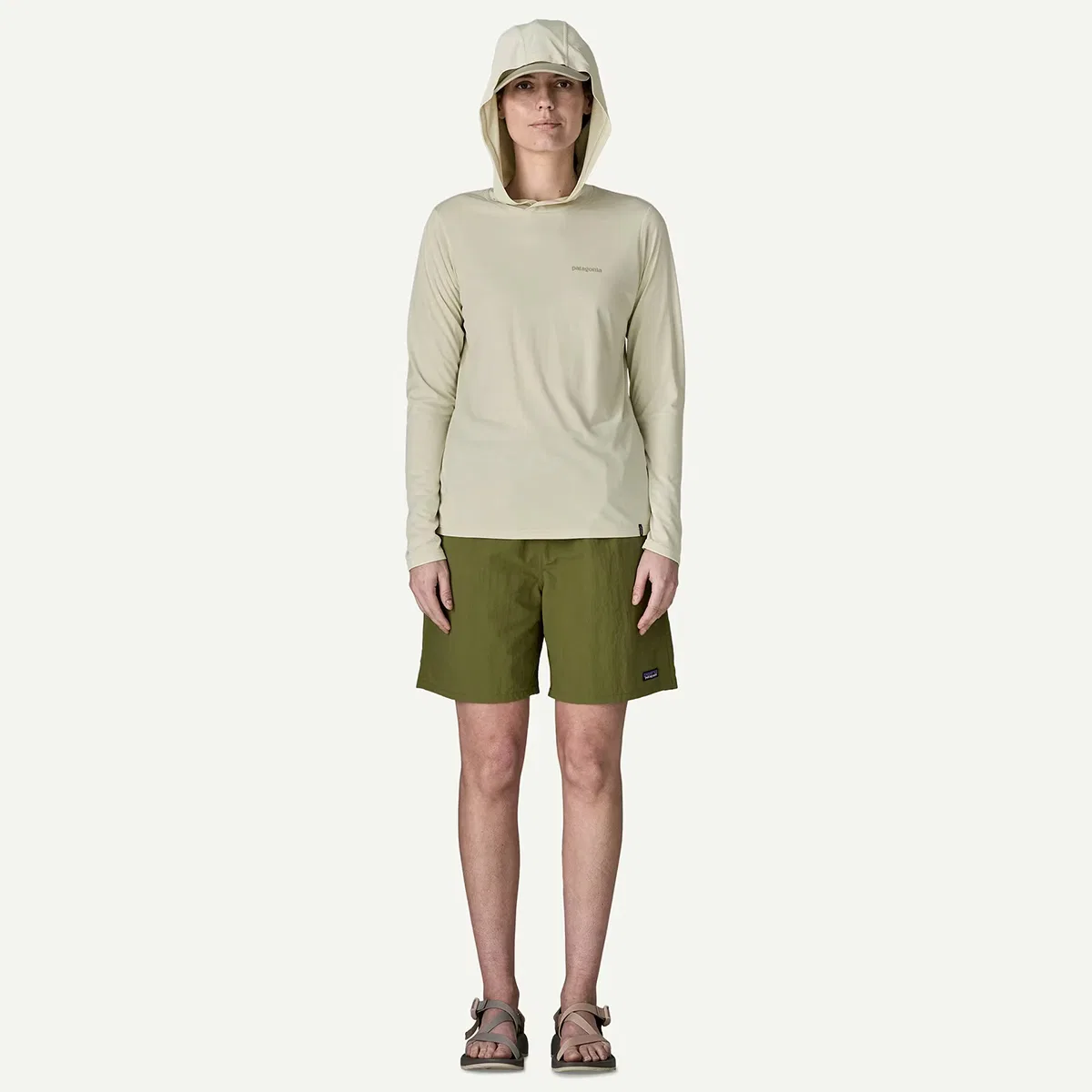 Женское худи с длинным рукавом Capilene Cool Casting Logo Daily Hoodie Patagonia, Dyno White — фото 3