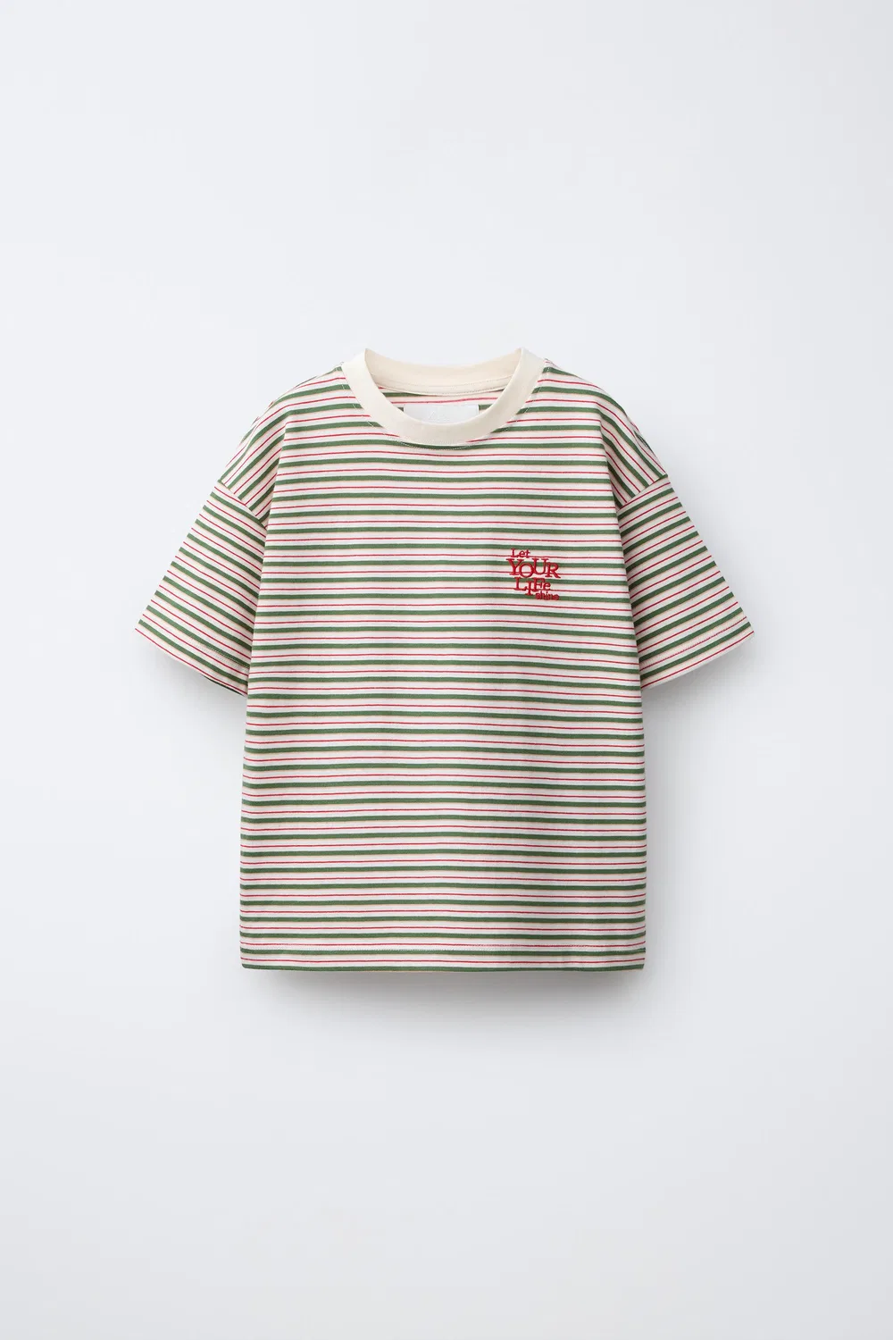 Полосатая футболка с вышитым слоганом ZARA, Striped