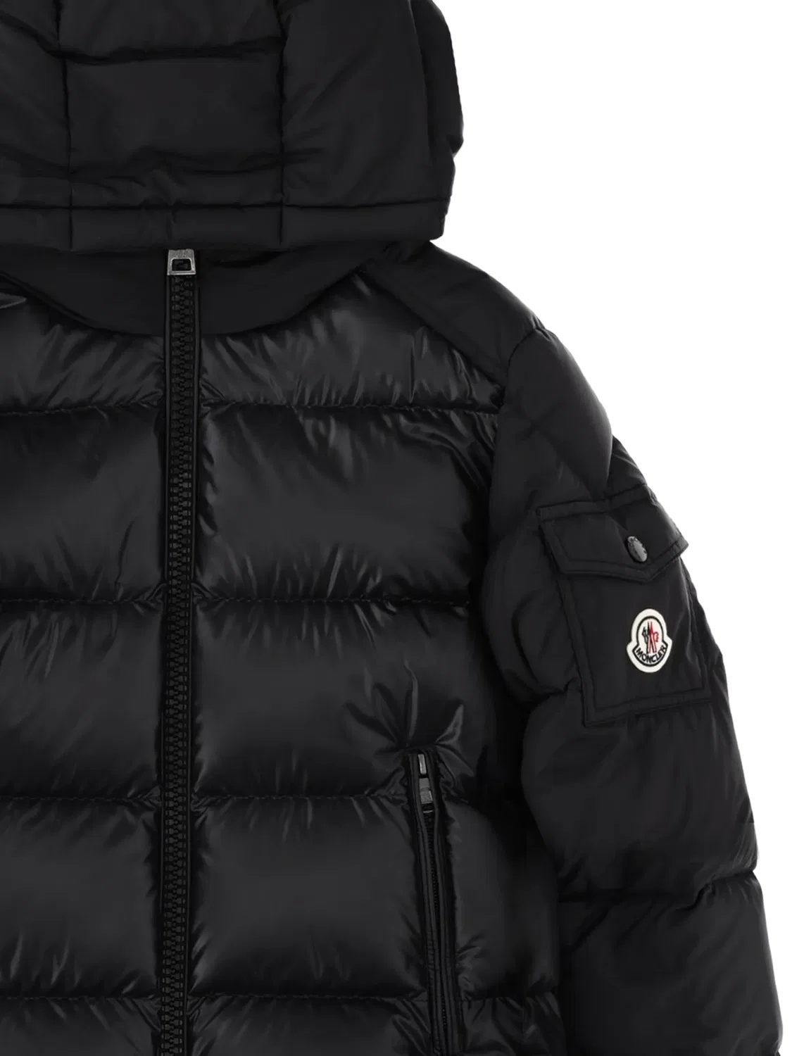 Стеганая куртка с капюшоном, черная Moncler, черный — фото 2