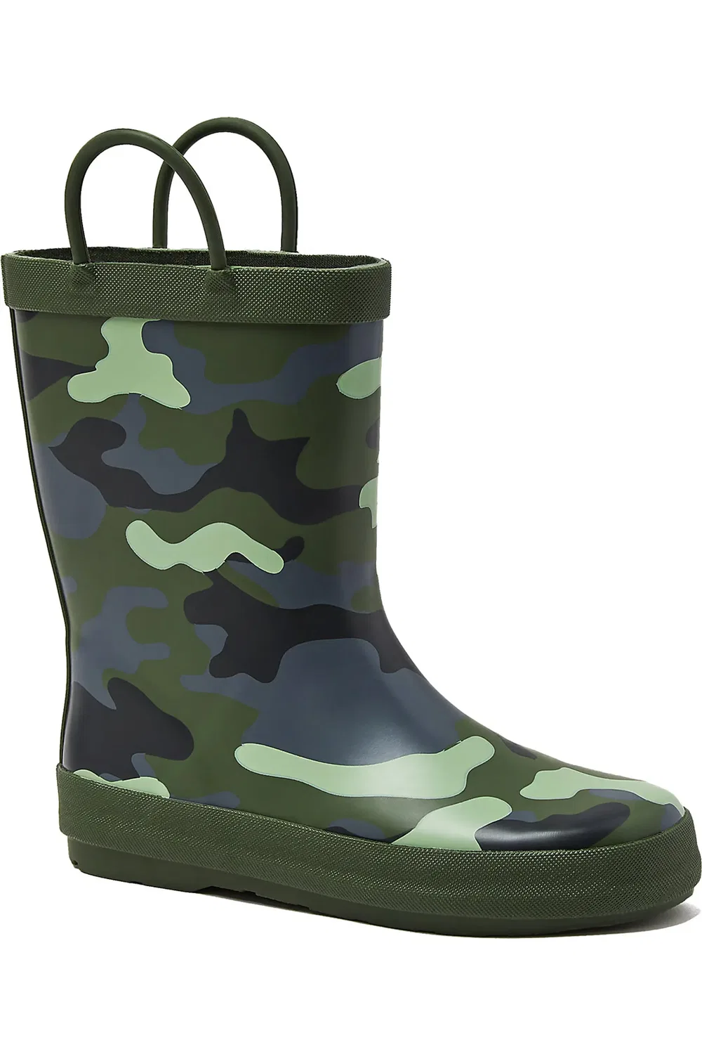 Детские резиновые сапоги с принтом камуфляж Pull On Splash Lands' End, Dark Green Camo