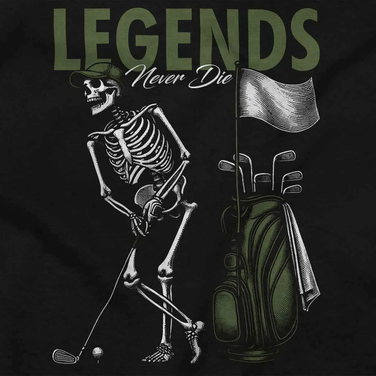 Детское боди с коротким рукавом Funny Golf Skeleton Legends Never Die Brisco Brands, Black