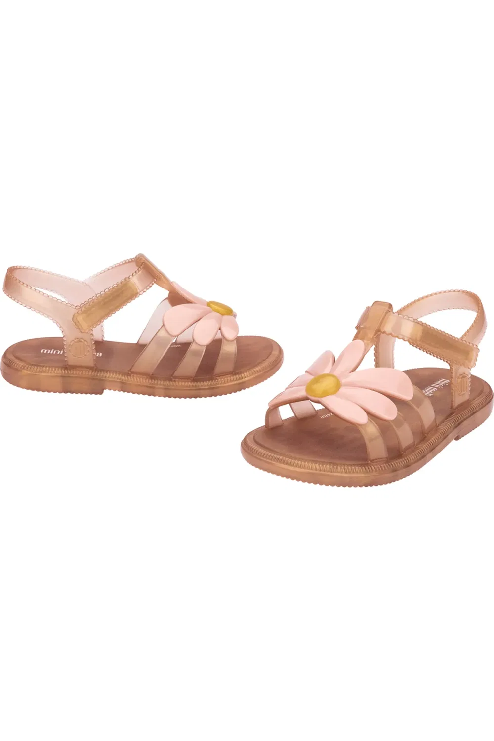 Сандалии детские с цветочными аппликациями Hip Bloomy Jelly Sandal Mini Melissa, Pearlish Brown/Pink — фото 4