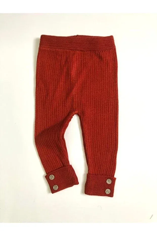 Детские леггинсы для девочек с принтом Button detailed ribbed kids knitwear leggings Tiny Clothes, Tile