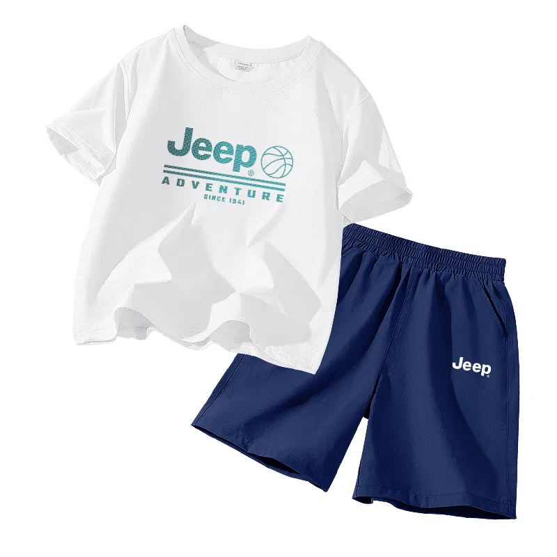Детский комплект спортивной одежды с принтом в горошек Jeep, White/E Polka Dot Blue-Navy Blue/E White Logo K