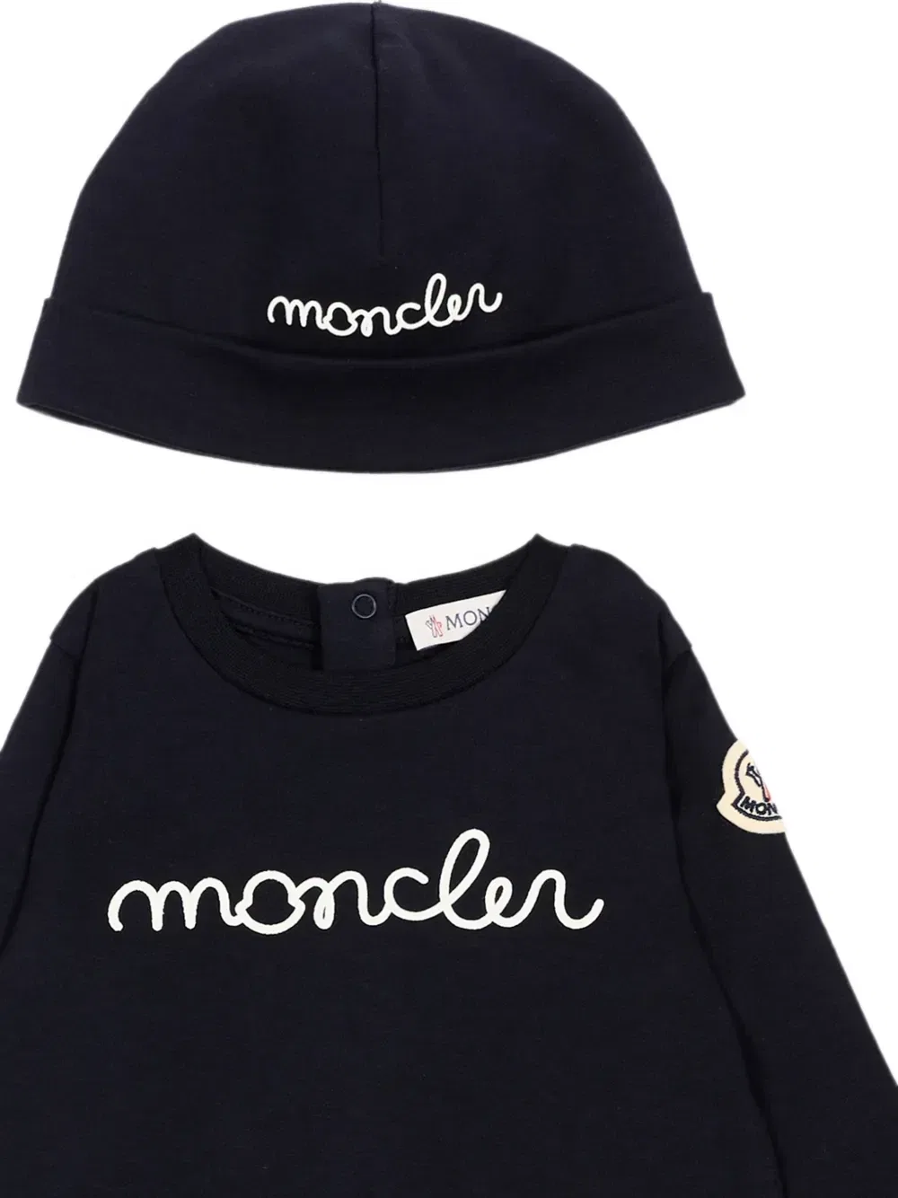 Набор из спального костюма с вышитым логотипом Moncler Enfant, синий — фото 3