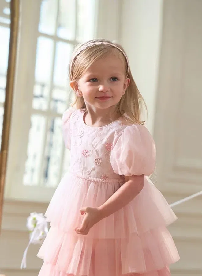 Платье с цветочной отделкой, модель Layered Tulle, Dave & Bella, розовый — фото 2