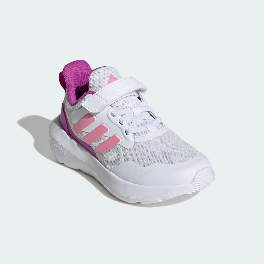 Детские кроссовки с липучками Fortarun 3 Shoes Kids adidas, Бело-розовый — фото 2