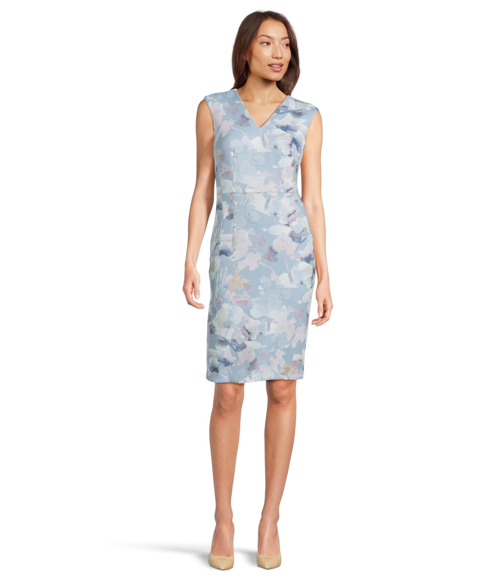 

Платье Calvin Klein Scuba Floral Sheath, цвет Serene Multi
