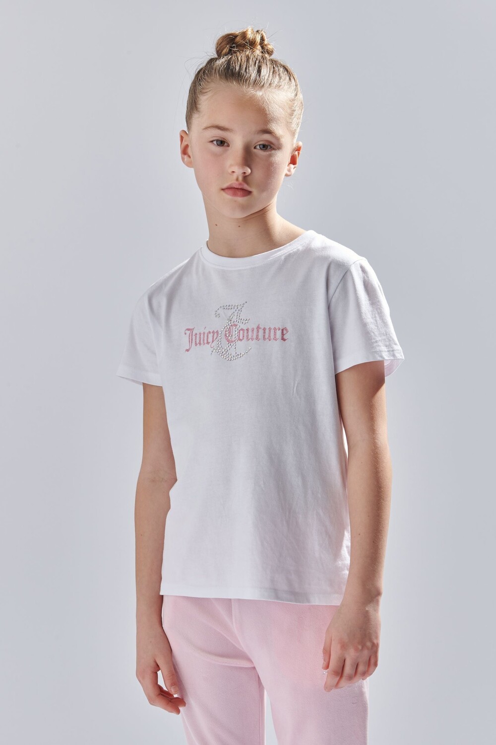 

Футболка для девочки классического кроя со стразами Juicy Couture, белый