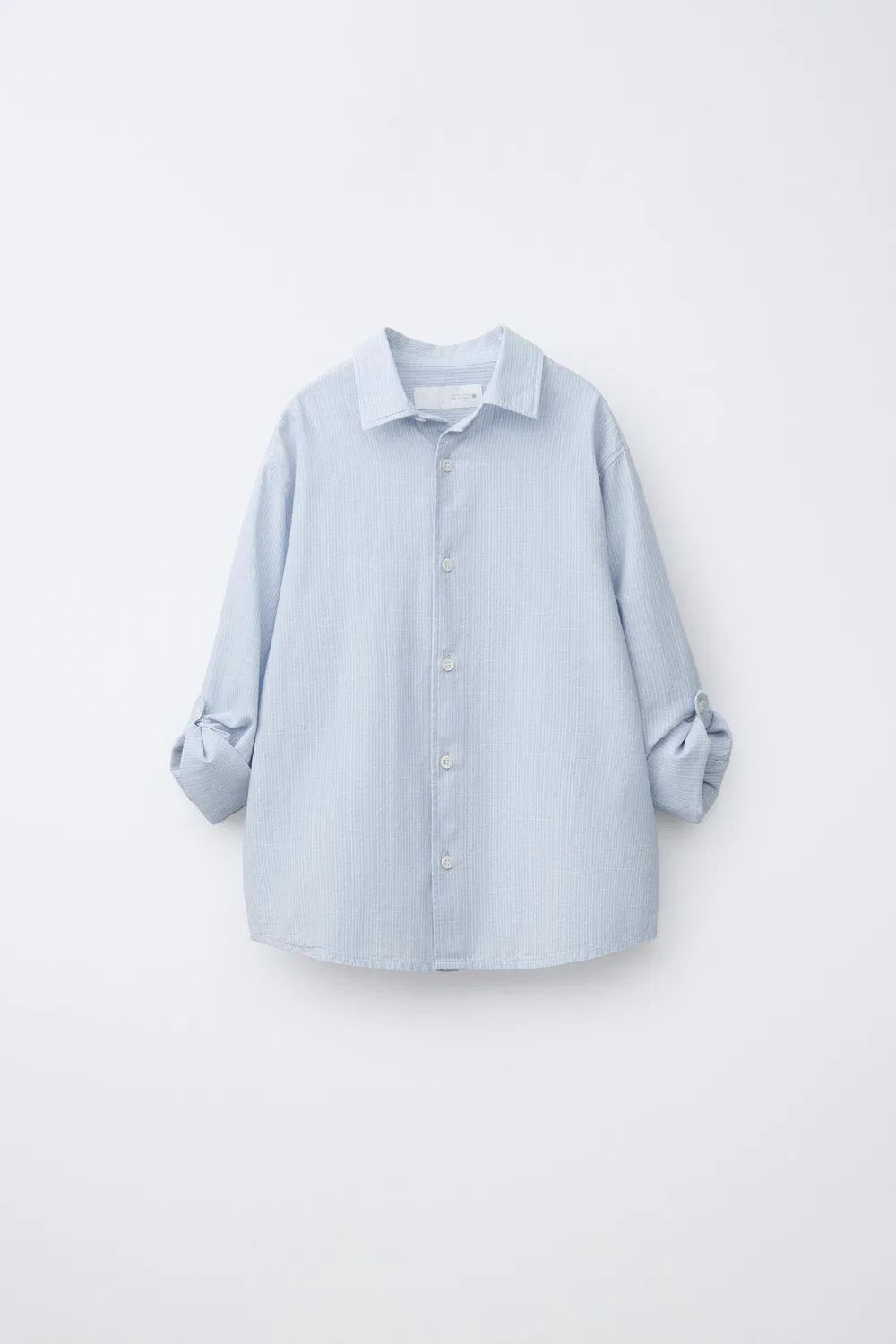 Полосатая хлопковая рубашка ZARA, Blue — фото 2