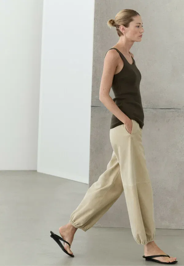 Топ из хлопка, Massimo Dutti, оливковый — фото 3