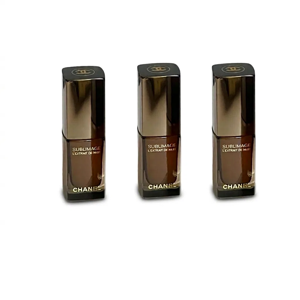 Набор пробников сывороток для лица CHANEL, 5 мл × 3, Luxury Style Essence Night Repairing Serums, Soothing Moisturizing, Black