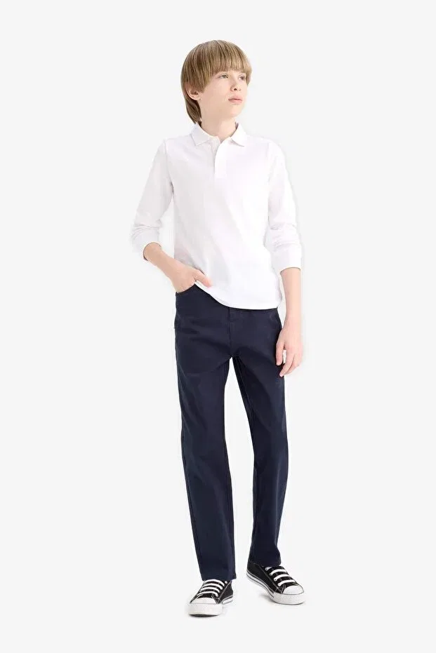 Детские брюки для девочек прямого кроя Defacto, Navy Blue — фото 3