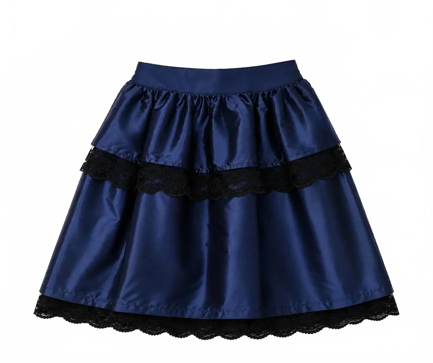 Детская юбка-трапеция с кружевной отделкой Mademoiselle Charlotte, Navy