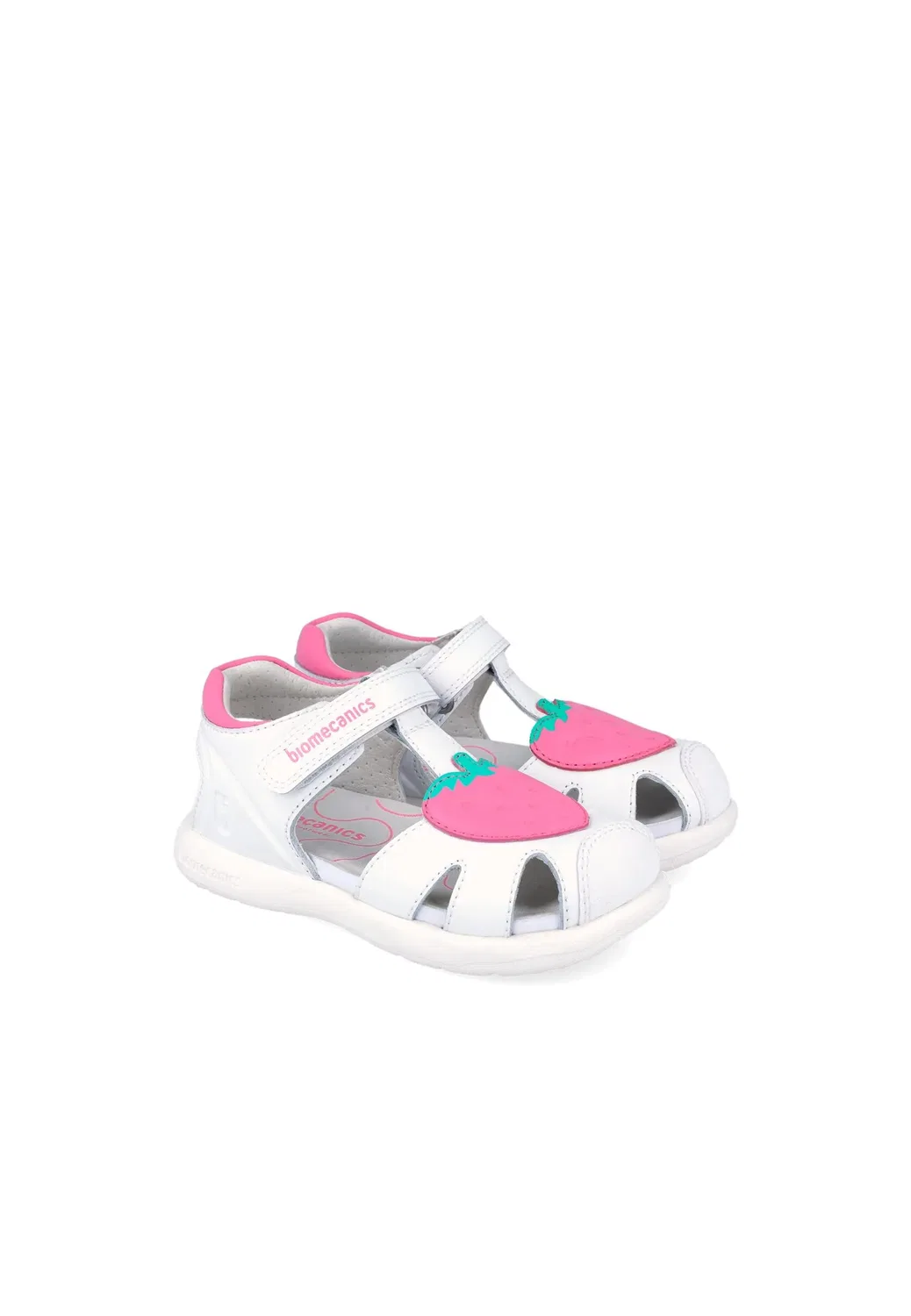 Детские сандалии для девочек кожаные Biomecanics, Blanco / Rosa — фото 3