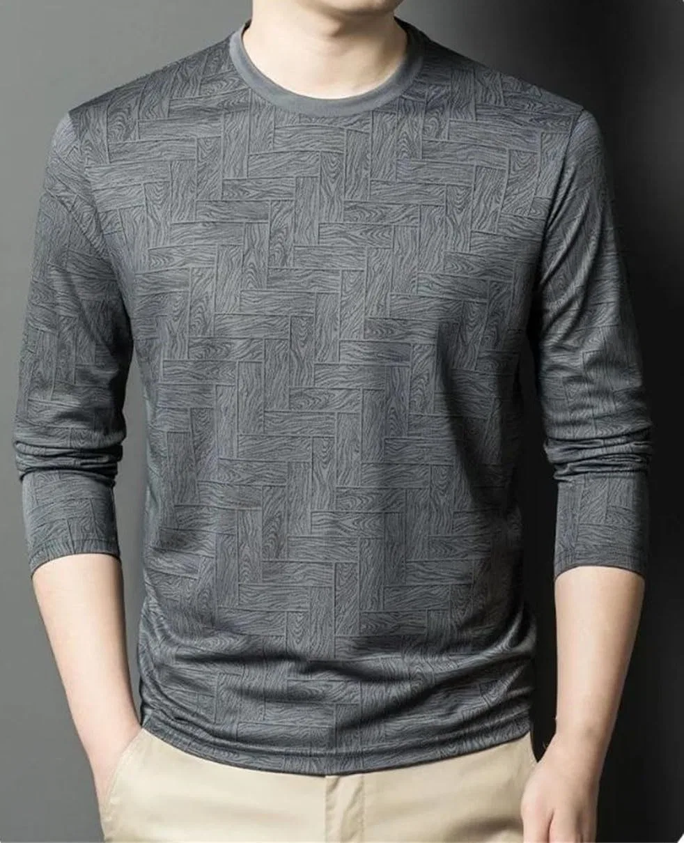 Мужская slim-fit футболка с длинным рукавом, Gray — фото 2