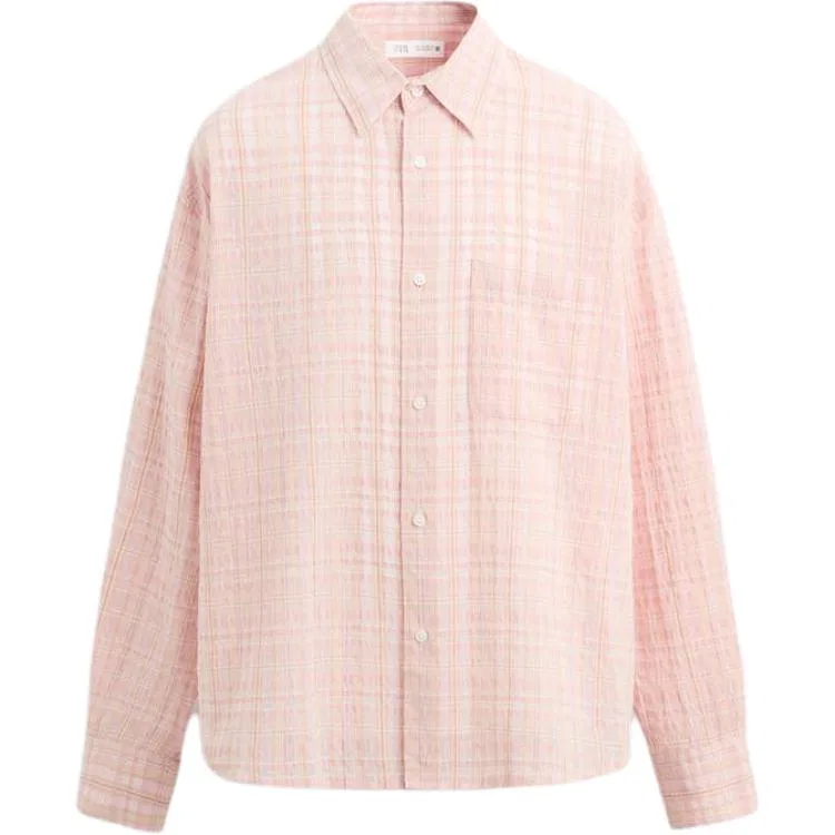 Мужская рубашка с лацканами Pink ZARA, Pink