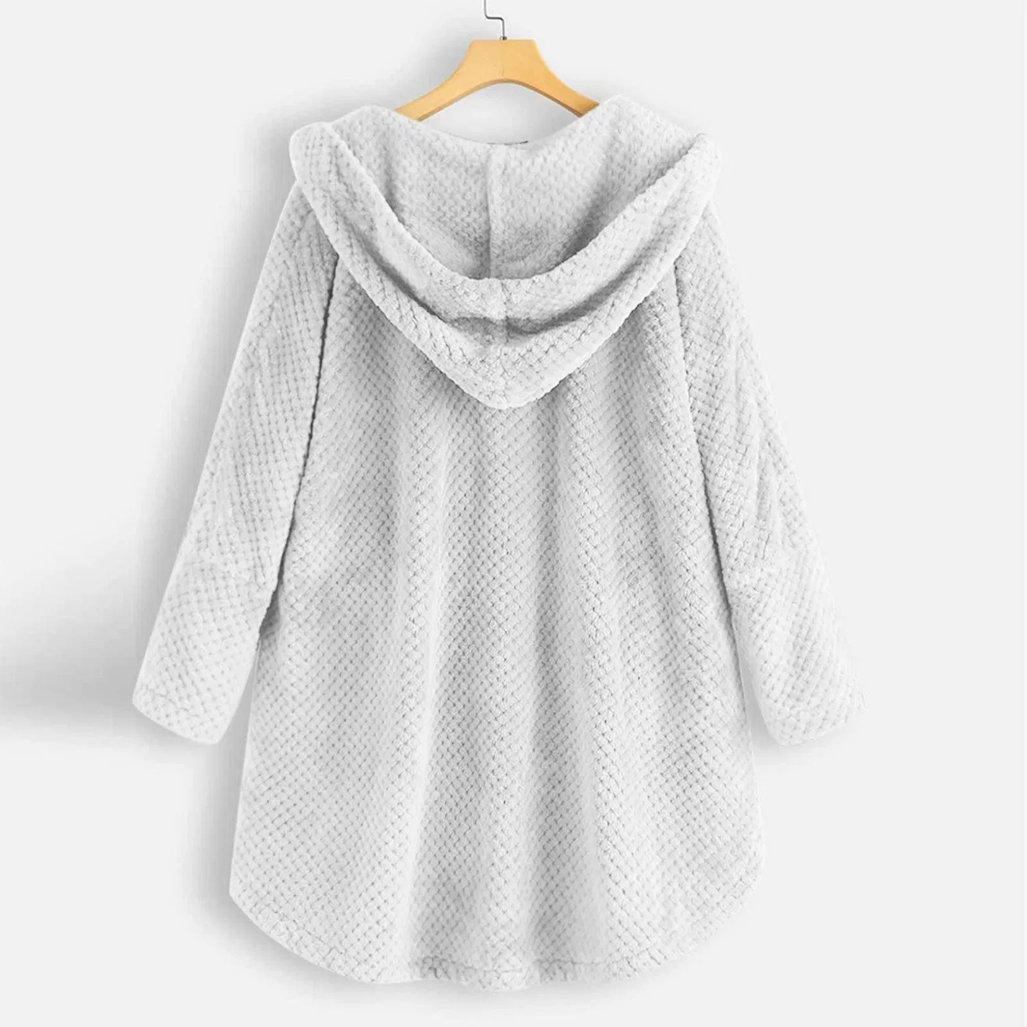 Женское пальто-парка с капюшоном и длинным рукавом, White — фото 4
