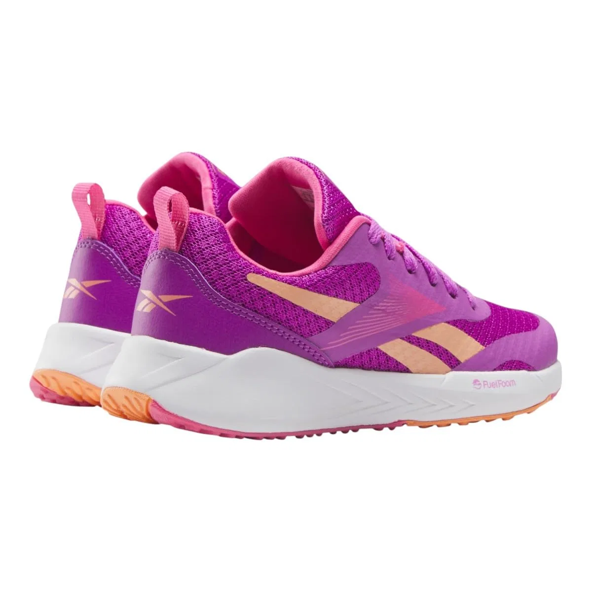 Детские кроссовки для девочек с технологией FuelFoam Energen Run Reebok, Purple Rave True Pink Sunkissed Orange — фото 2