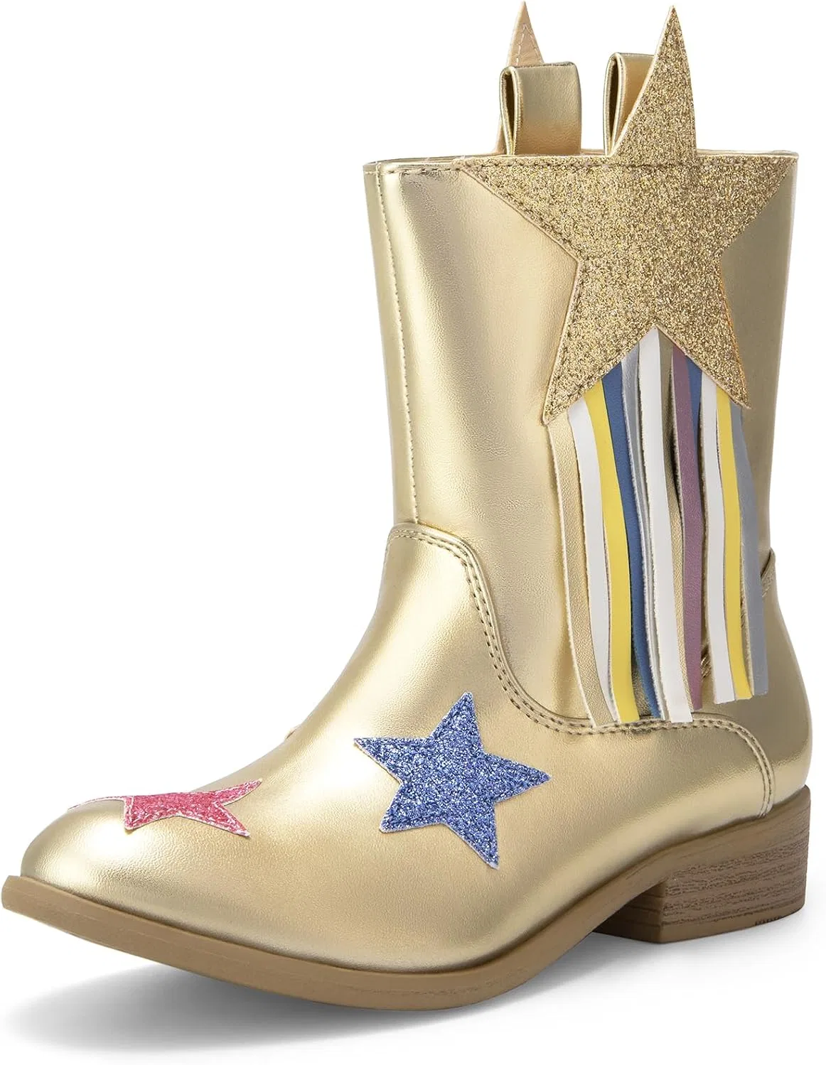 Детские сапоги для девочек с принтом Cowgirl Mid Calf DREAM PAIRS, Gold