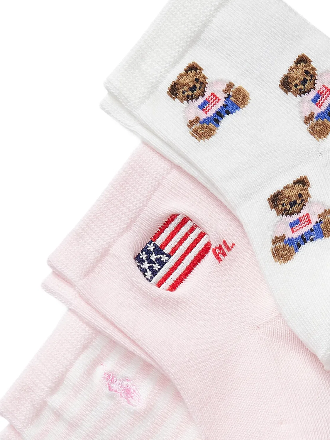 Комплект из трех пар носков с принтом Polo Ralph Lauren Kids, розовый — фото 2