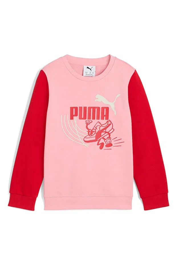 Детское худи для девочек с принтом Little Runners Crew Puma, Pinkscape Pink — фото 4