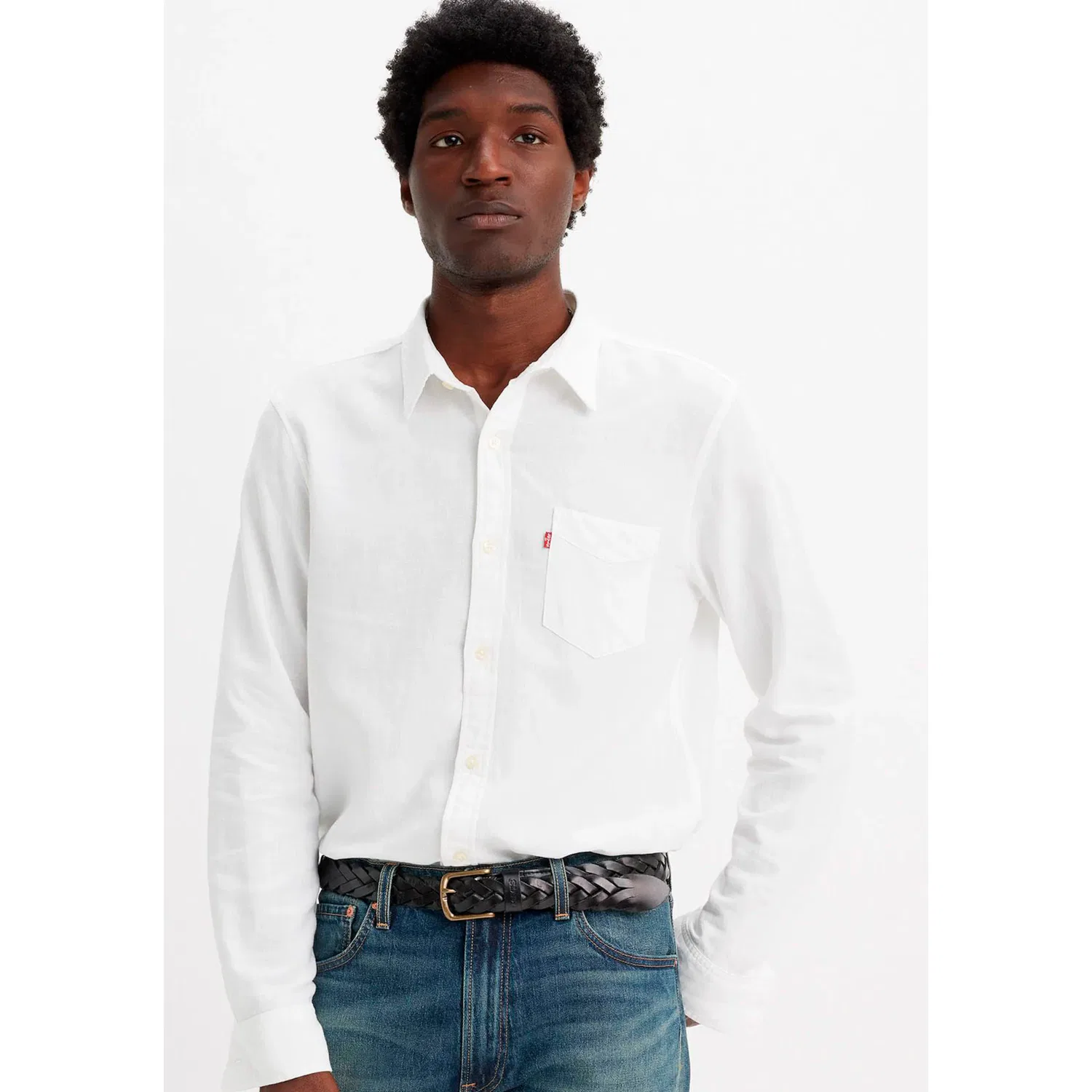 Мужская джинсовая рубашка с нагрудным карманом Levi's, Bright White Plus — фото 2
