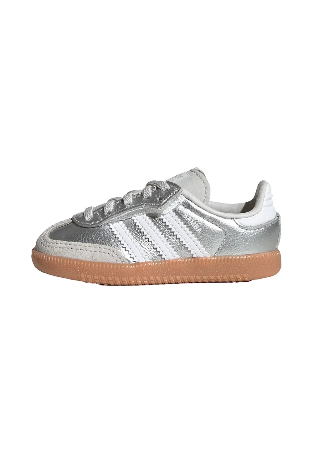 Обувь Samba OG Comfort с эластичными шнурками и застежкой, унисекс - детская обувь Adidas Originals, Silver Metallic Cloud White Gum