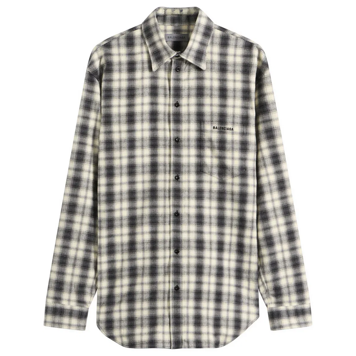 Мужская рубашка в клетку с длинным рукавом Regular Fit Check Flannel Shirt Balenciaga, White Black