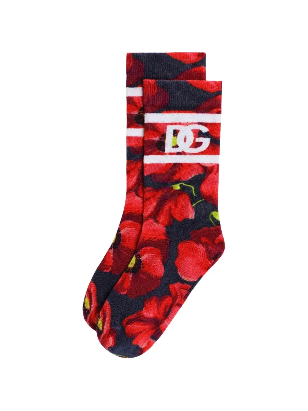 Хлопковые носки с принтом мака Dolce & Gabbana Kids, черный