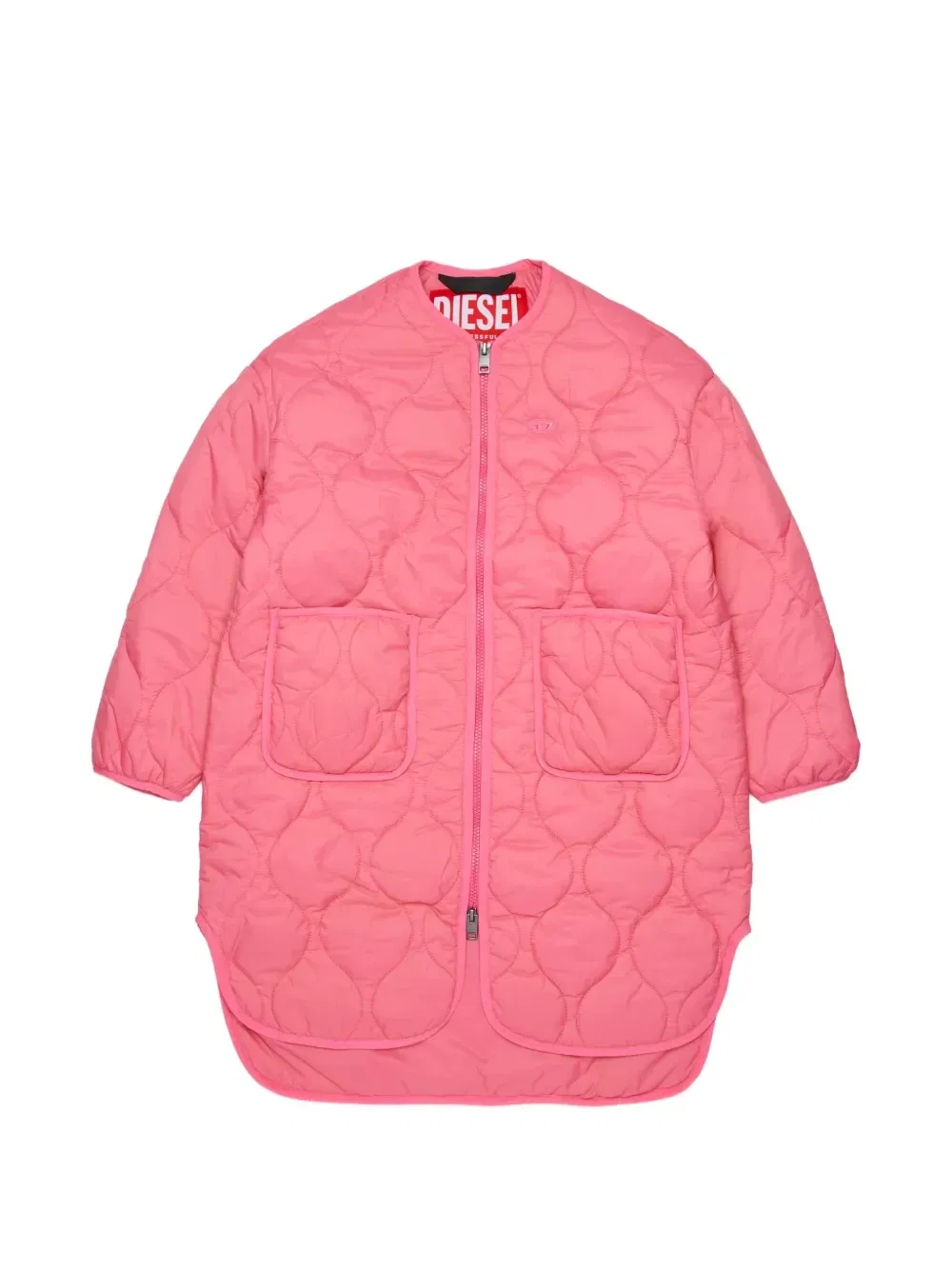 Стеганое пальто с вышитым логотипом Diesel Kids, розовый