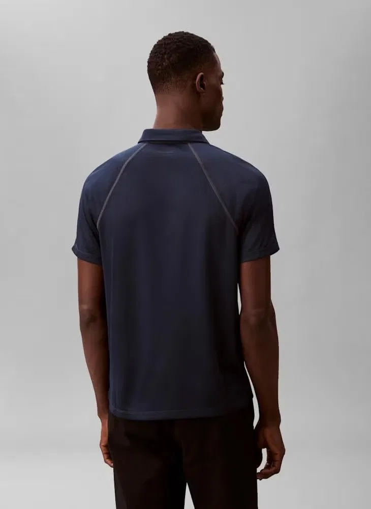 Поло с длинным рукавом сетчатое Slim stretch mesh Calvin Klein, темно-сапфировый — фото 2