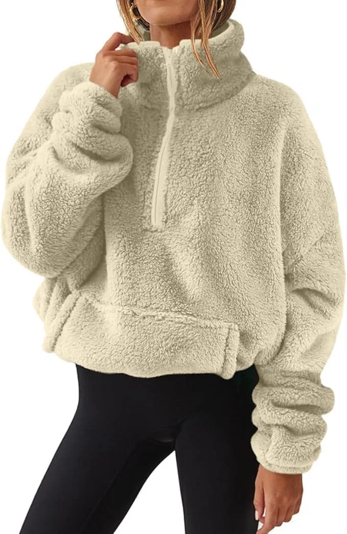 Женский свитшот с высоким воротом, Half Zip, абрикосовый