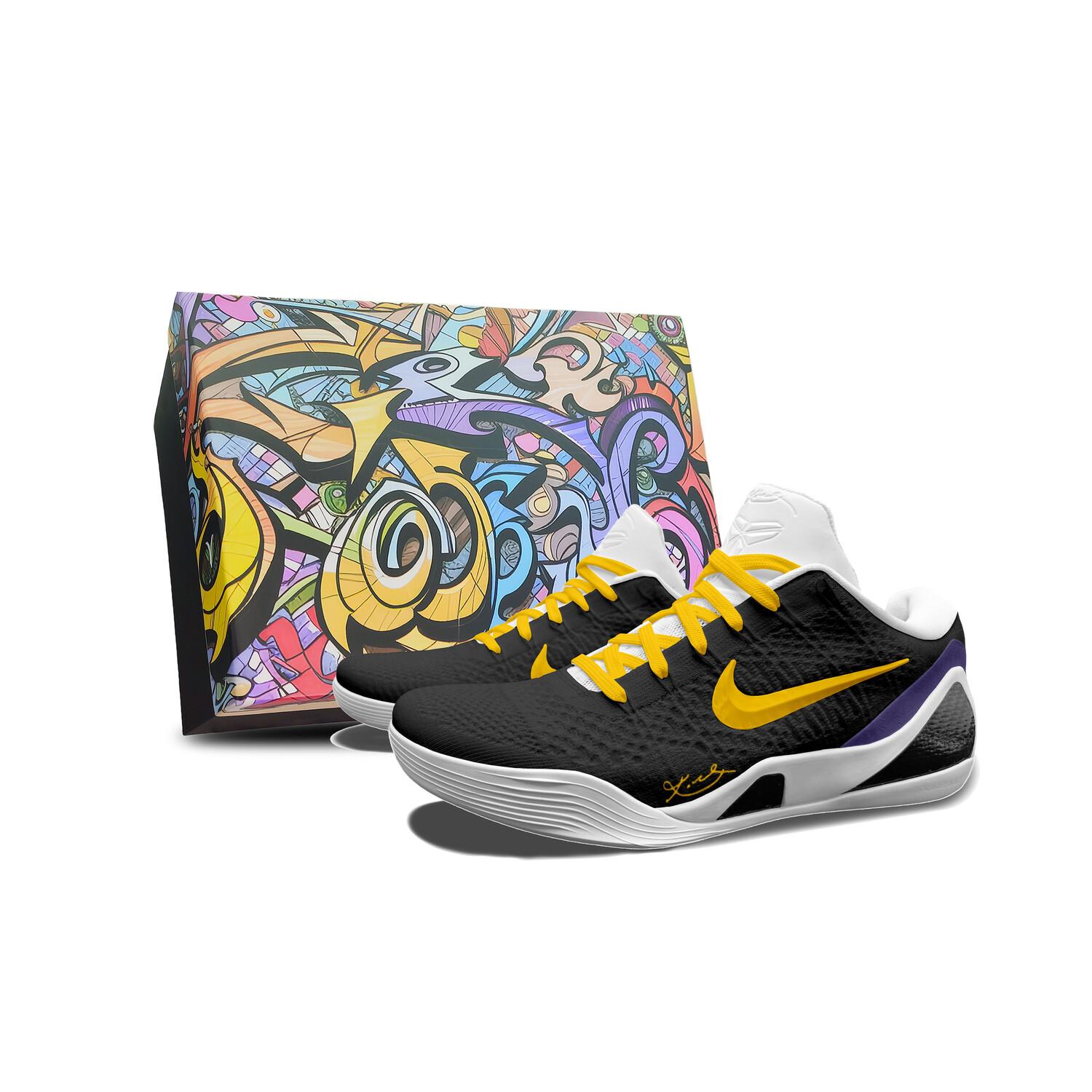 

Баскетбольные кроссовки Kobe 9 Basketball Shoes Unisex Low-Top Gold Nike, цвет Black/Gold
