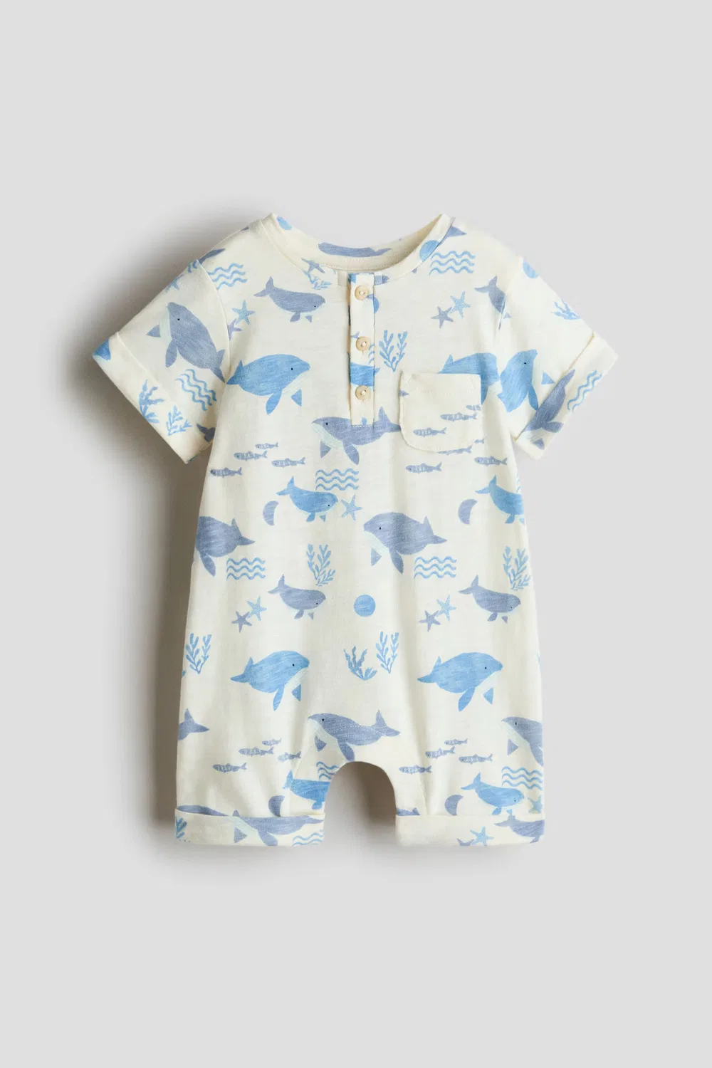 Хлопковый комбинезон с принтом H&M, Weiß/Meeresleben