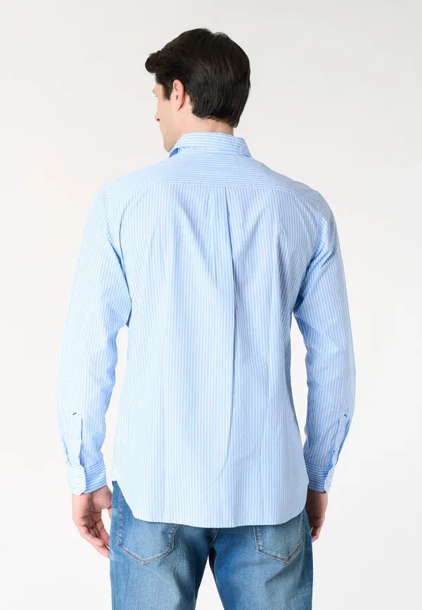 Рубашка из хлопка с полосатым узором Shirt U.S. Polo Assn., white, белый/синий — фото 3