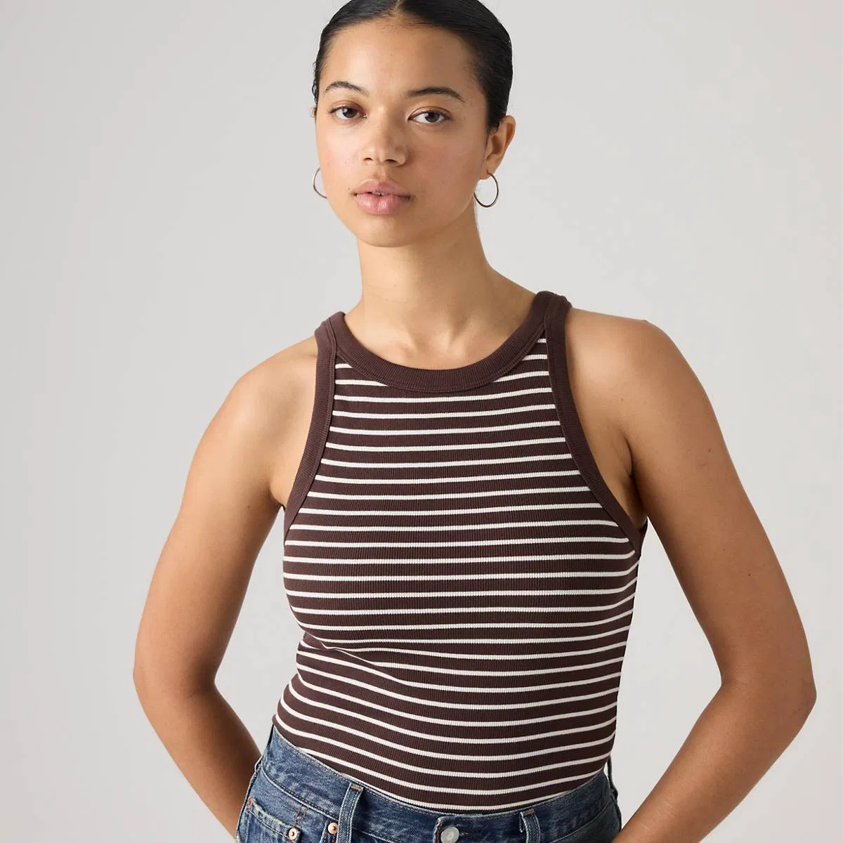 Базовая майка-борцовка Levi's, May Stripe Java - Brown — фото 2