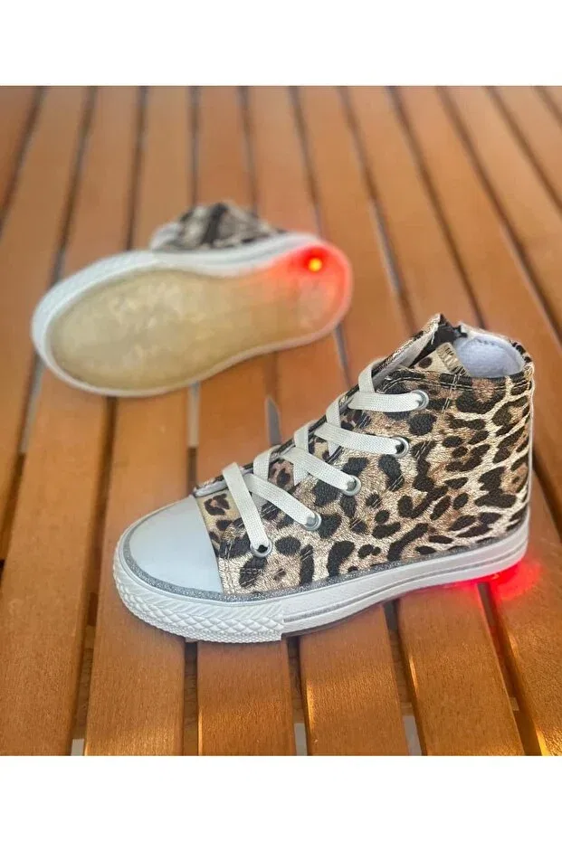 Детские повседневные туфли для девочек на шнуровке Leopard Surpie Shoes, Leopard