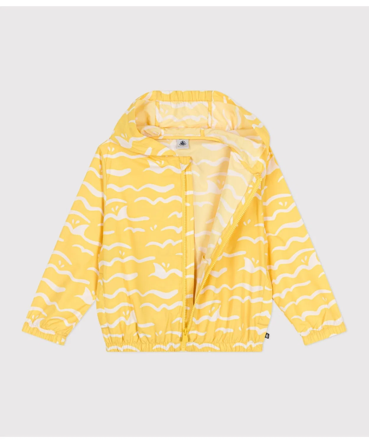 Детская куртка-ветровка с капюшоном, цветочным принтом PETIT BATEAU, Yellow — фото 2