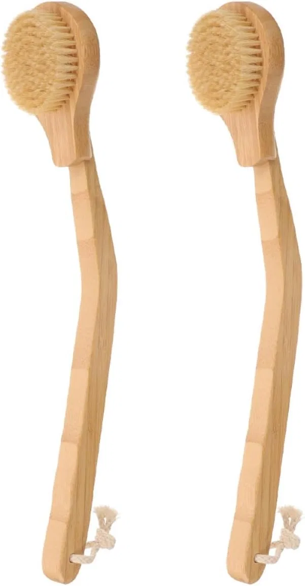 Щетка для тела бамбуковая WEKAMOS, 1 шт, 42x8.5x4 см, Khaki