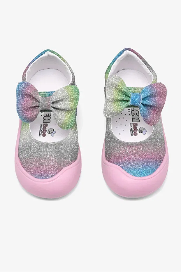 Детские балетки для девочек с принтом Rainbow First Step Bowknot Ballerina Shoes Tonny Black, Rainbow — фото 2