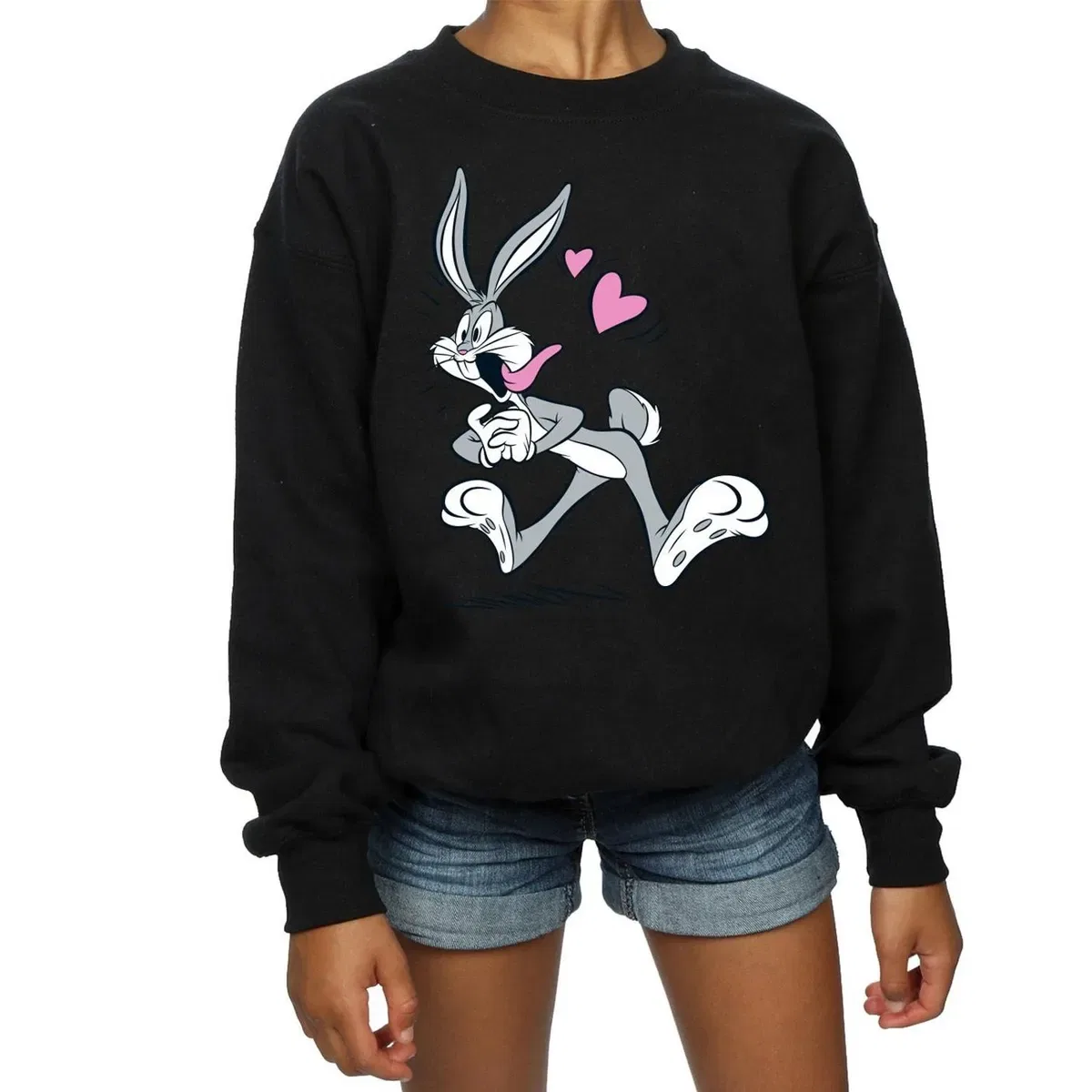 Свитшот с принтом Bugs Bunny in Love Looney Tunes, Black — фото 3
