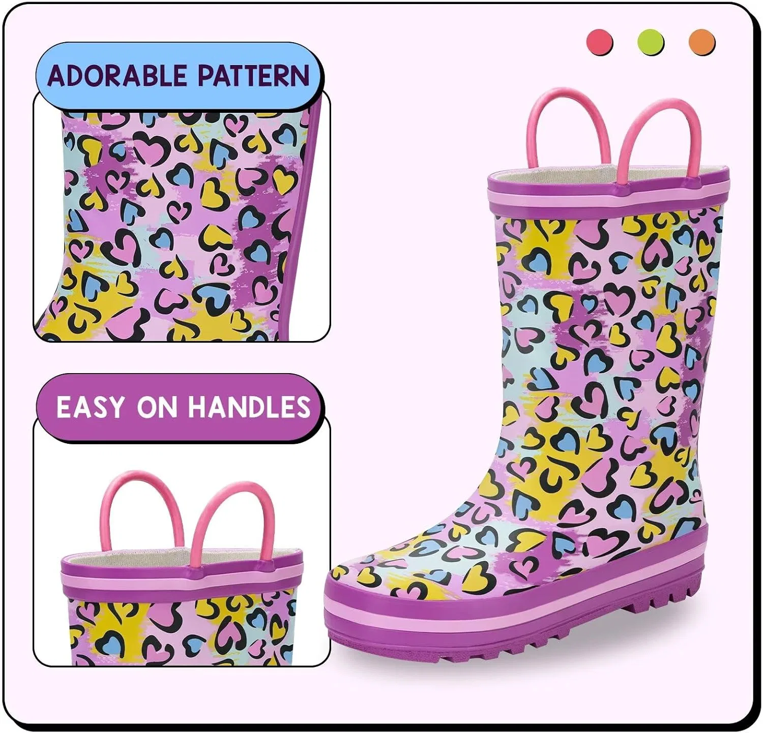 Детские резиновые сапоги для девочек EUXTERPA, Colorful Leopard — фото 3