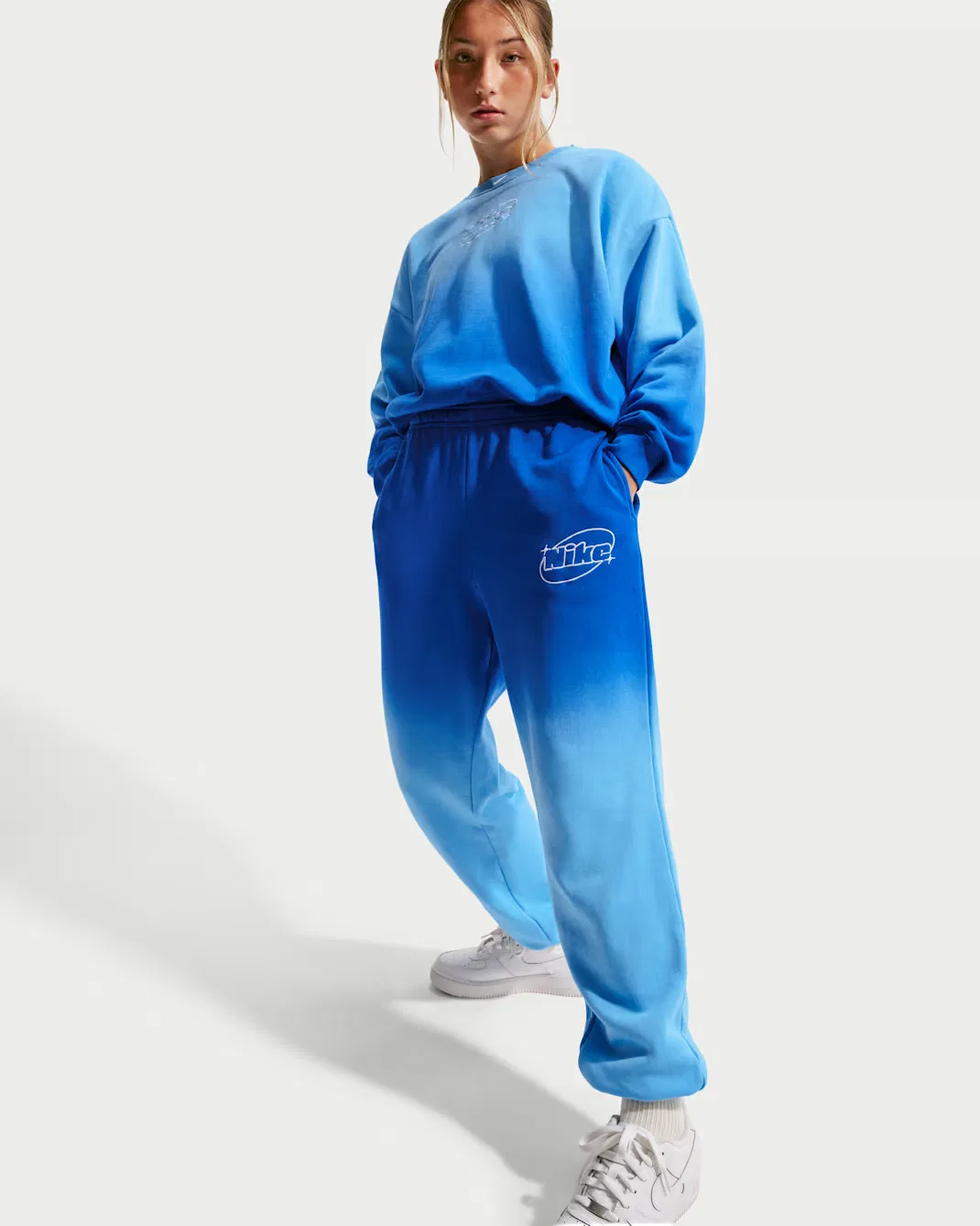 Свободные брюки для девочек (подростков) Nike Sportswear Studio Fleece, Football Blue/Game Royal — фото 4