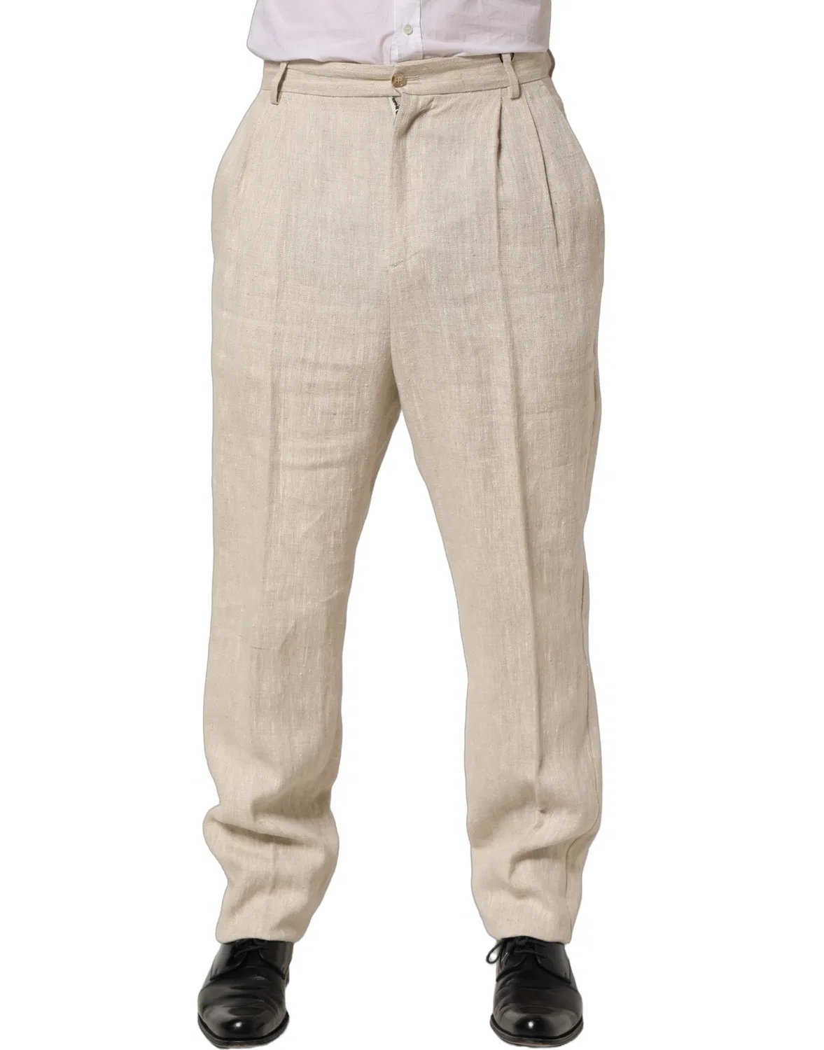 Мужские брюки зауженные из льна Dolce & Gabbana, Beige