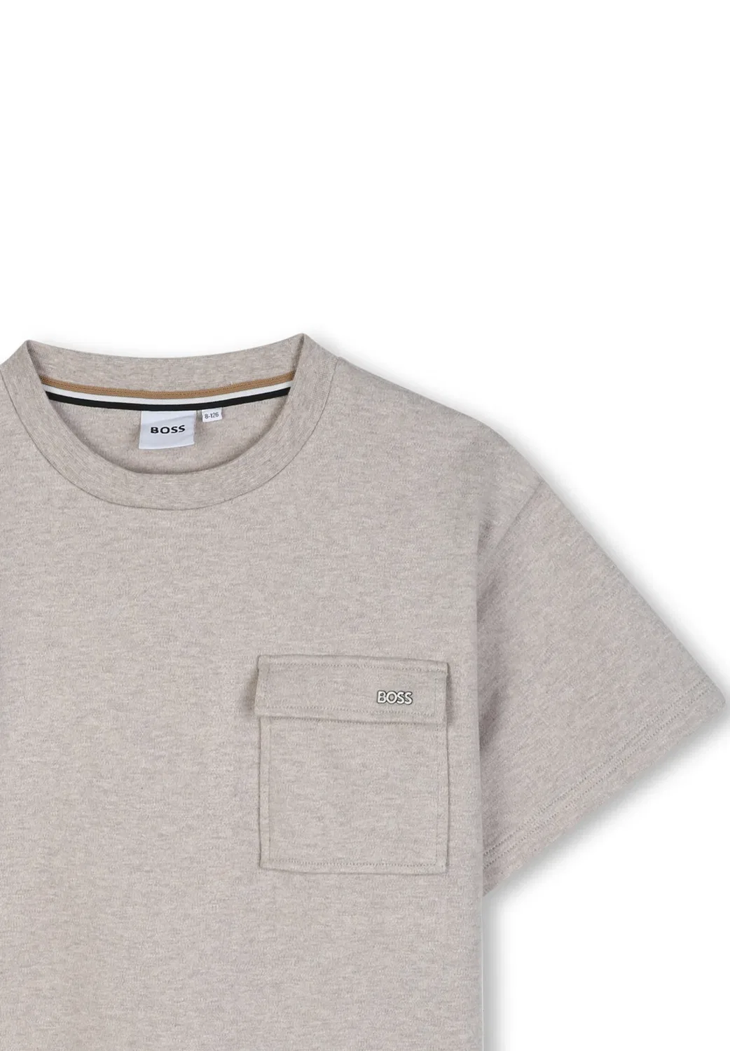 Tee-Shirt manches courtes - базовая футболка Boss Kidswear, Ecru Chine — фото 3