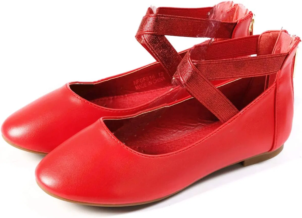 Детские туфли-балетки для девочек с ремешком на щиколотке Nova Utopia Nova Footwear, Red — фото 2