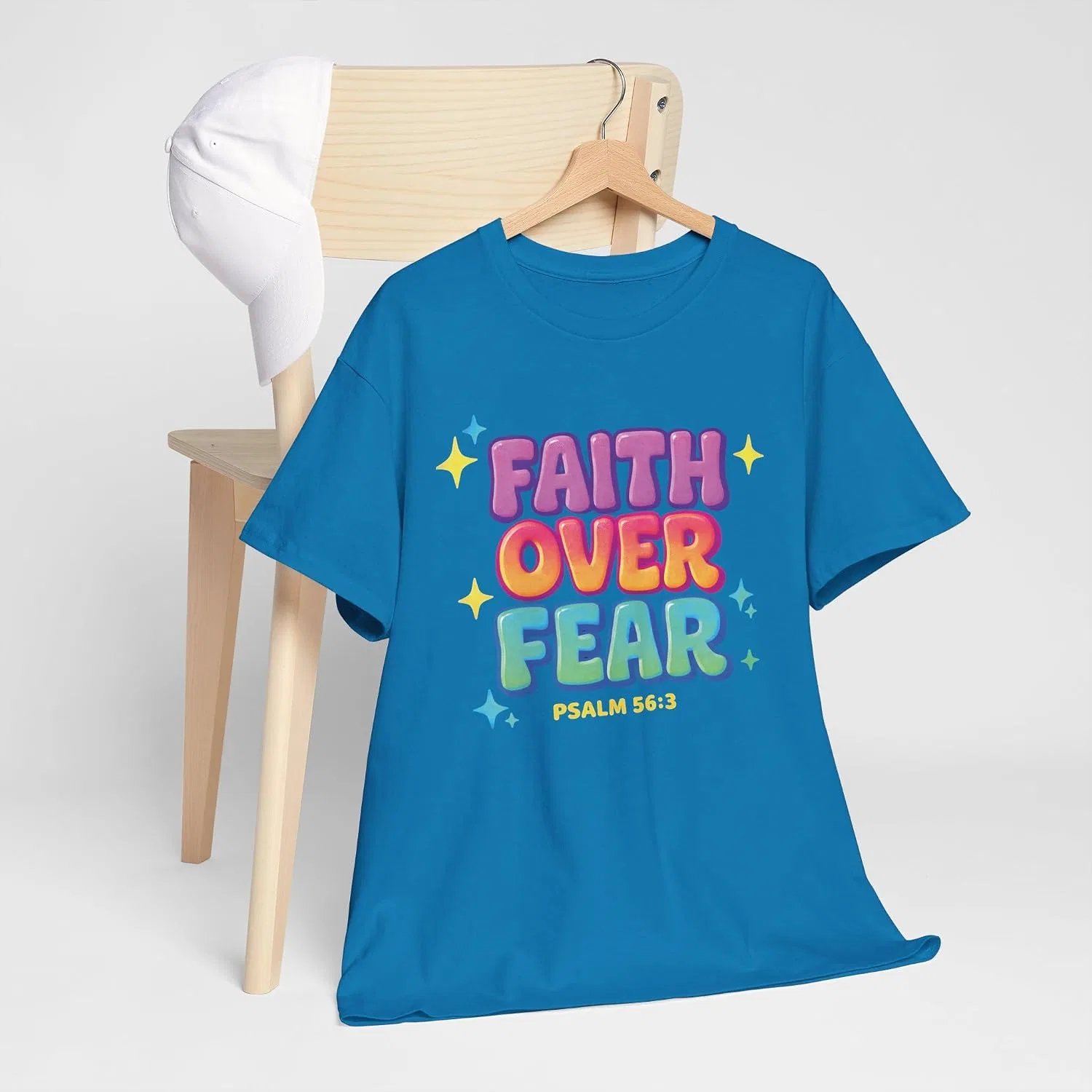 Мужская футболка с принтом Faith Over Fear, сапфировый — фото 4