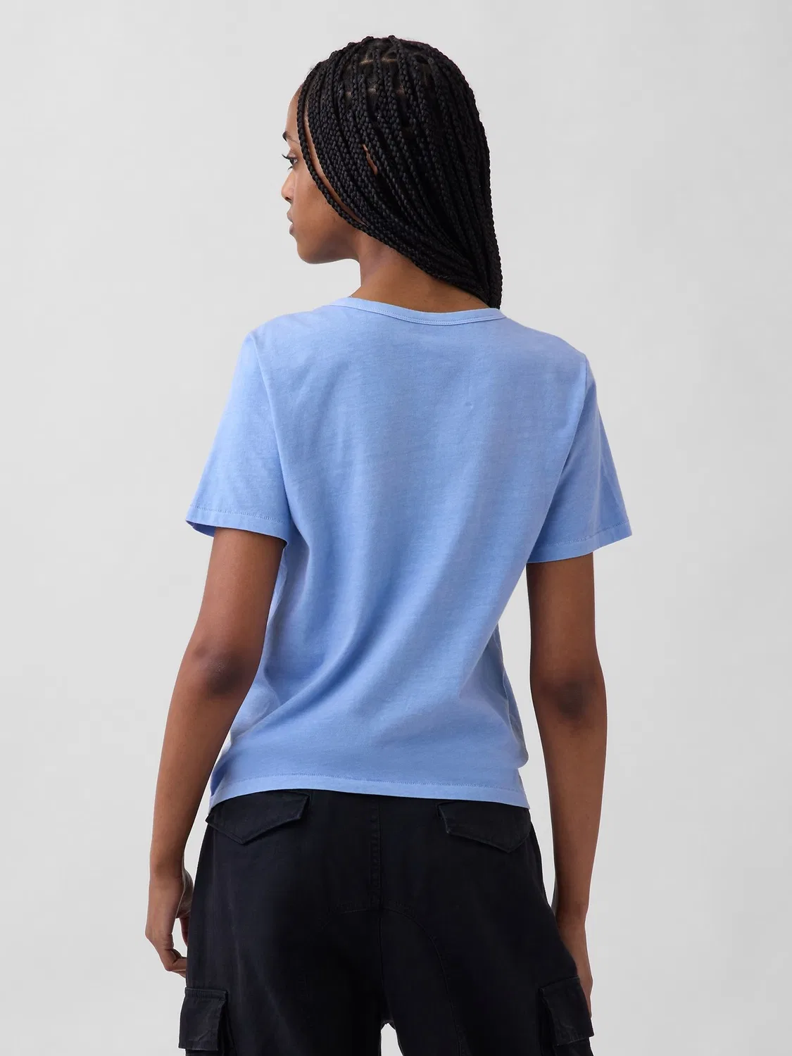 Футболка с V-образным вырезом, модель Vintage Soft Gap, светло-голубой — фото 2